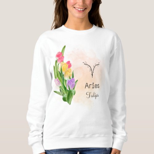 Aries Zodiac Tulips  Sweatshirt