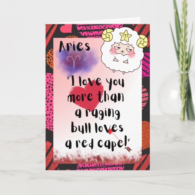 Aries Zodiac Valentines Personalized Card (Front)