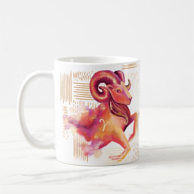Aries Zodiac Watercolour Artistry Print Mug (Left)