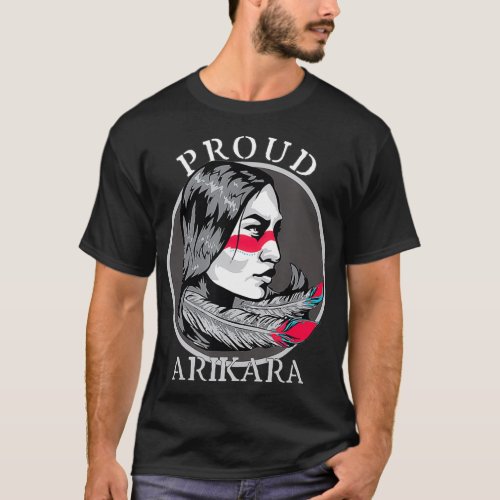 Arikara American Indian Tribe Warrior Girl Feather T_Shirt