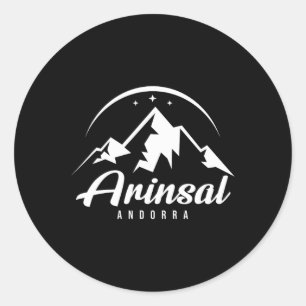 Arinsal Andorra Ski Resort Skiing Snowboarding Classic Round Sticker