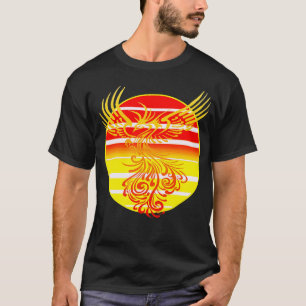Arising Anew Phoenix and Retro Sunrise Vector Art T-Shirt