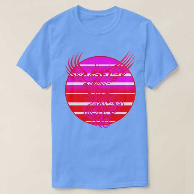 Arising Anew Phoenix and Retro Sunrise Vector Art  T-Shirt (Design Front)