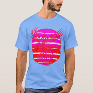 Arising Anew Phoenix and Retro Sunrise Vector Art  T-Shirt