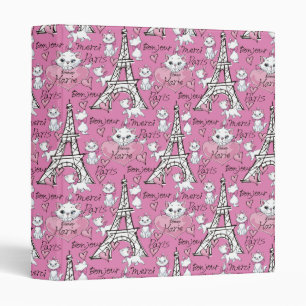 Aristocats Marie Paris Pattern 3 Ring Binder