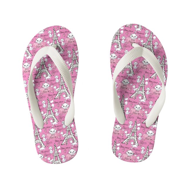 Aristocats | Marie Paris Pattern Kid's Flip Flops (Footbed)