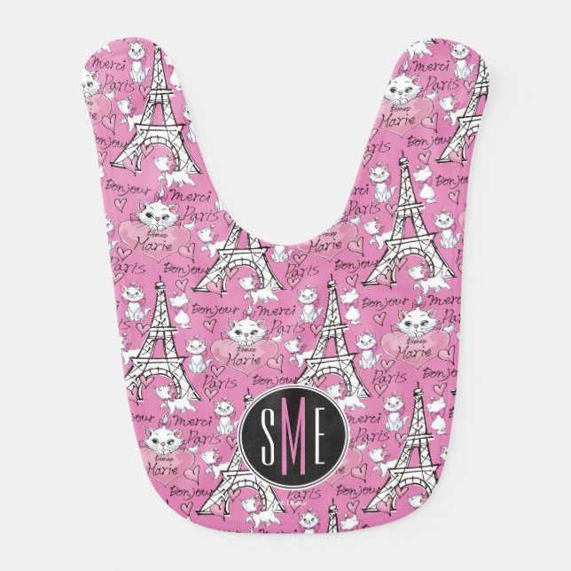 Aristocats | Monogram Marie Paris Pattern Baby Bib (Front)