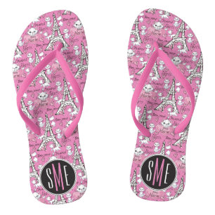 Aristocats Monogram Marie Paris Pattern Flip Flops