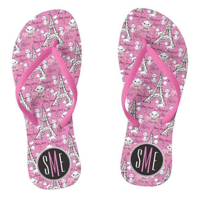 Aristocats | Monogram Marie Paris Pattern Flip Flops (Footbed)