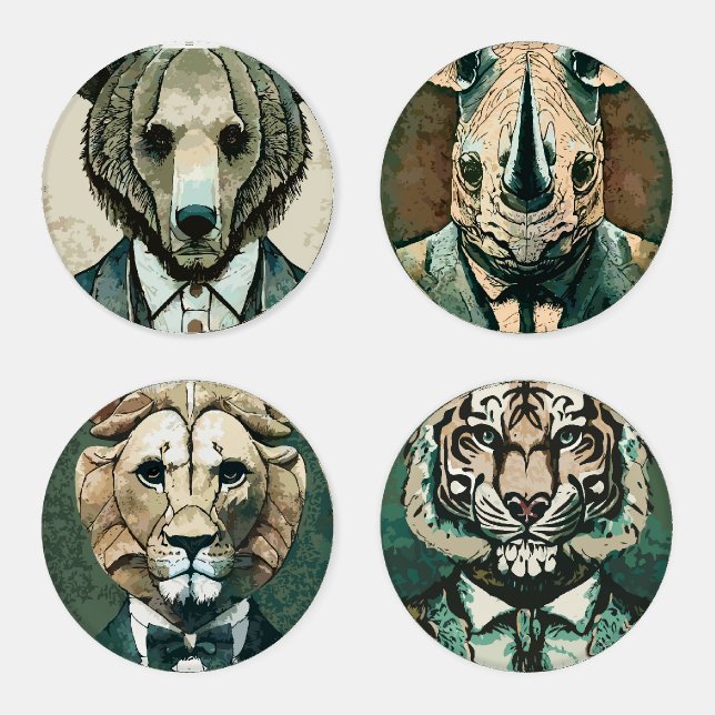 Aristocrat Animal Portraits Coaster Set (Set)
