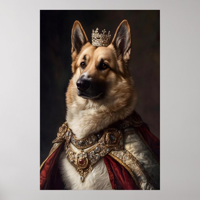 Aristocratic German Shepherd Art, Renaissance Dog Poster (Front)