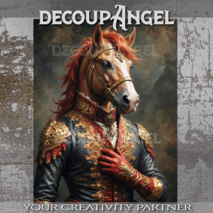 Aristocratic Horse in Napoleon Pose - Decoupage- Tissue Paper