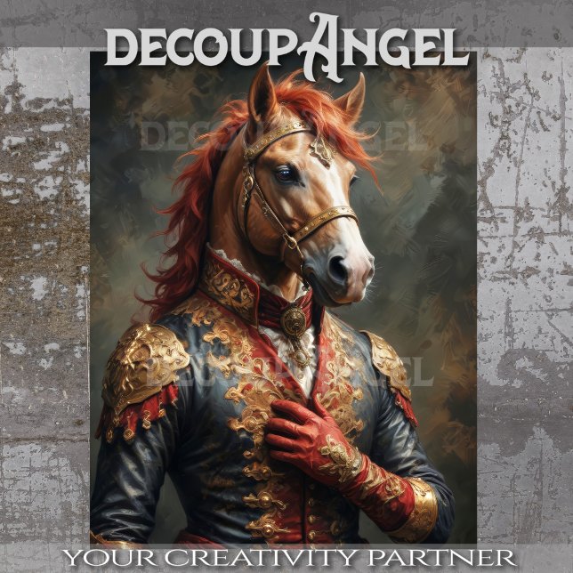Aristocratic Horse in Napoleon Pose - Decoupage- Tissue Paper (Creator Uploaded)