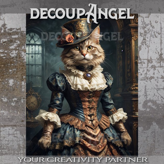 Aristocratic Kitten Portrait -Decoupage- Tissue Paper (Creator Uploaded)