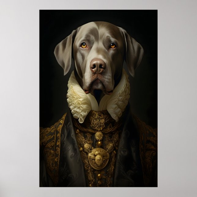 Aristocratic Labrador Portrait, Funny Royal Dog Poster (Front)