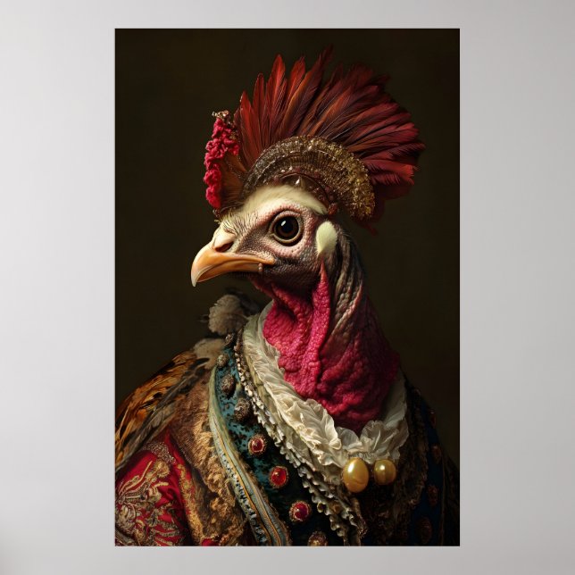 Aristocratic Turkey Portrait, Funny Renaissance Poster (Front)