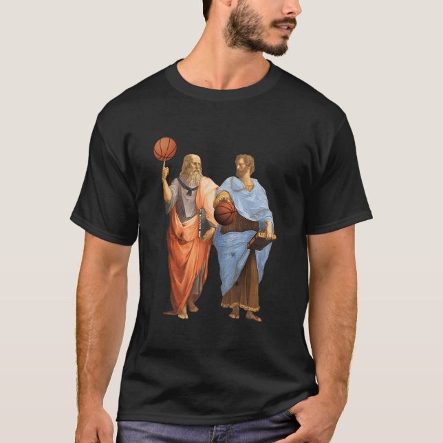 Aristotle And Plato With Basketballs Philosophy Ma T-Shirt (Front)