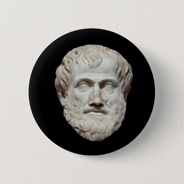 Aristotle Head Sculpture Pinback Button (Front)