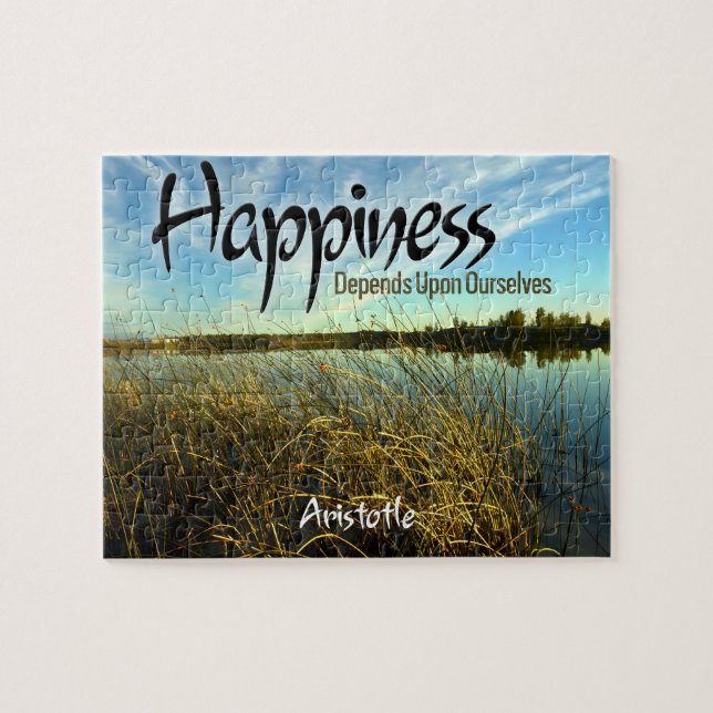 Aristotle Inspirational Quote "Happiness" Jigsaw Puzzle (Horizontal)
