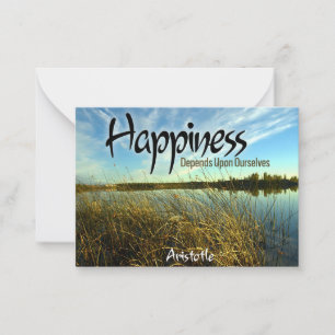 Aristotle Inspirational Quote "Happiness" Note Card