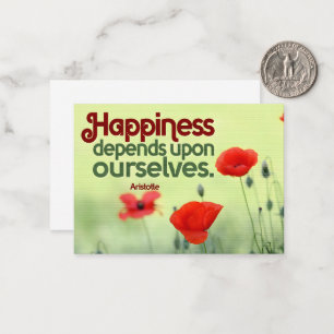 Aristotle Inspirational Quote "Happiness" Note Card