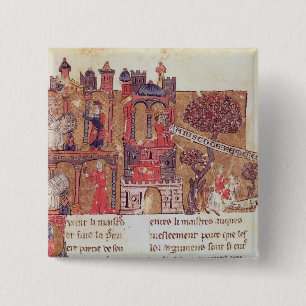 Aristotle instructs Alexander the Great in Button