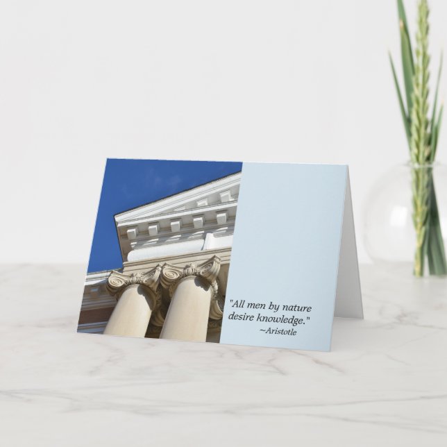 Aristotle Quote and Columns Graduation Card (Front)