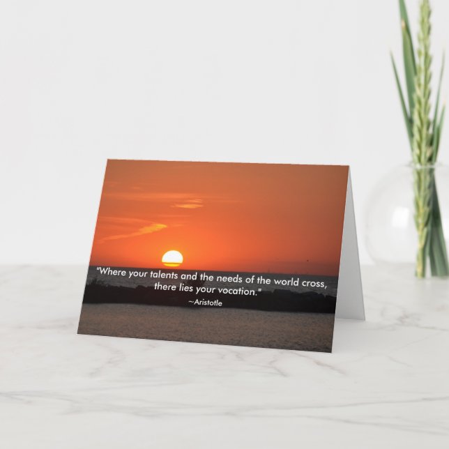 Aristotle Quote Sunset Graduation Card (Front)