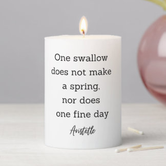 Aristotle Spring Quote Decor For Home Pillar Candle