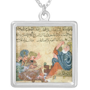 Aristotle teaching silver plated necklace
