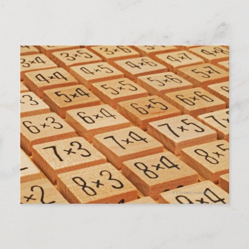 Arithmetic Multiplication times table wooden Postcard