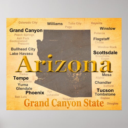 Arizona Aged Map Poster