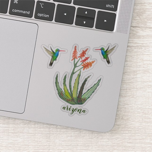 ARIZONA Aloe Vera Succulent Hummingbirds Blooms Sticker (Detail)
