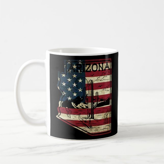 Arizona American Flag Vintage  Coffee Mug (Left)