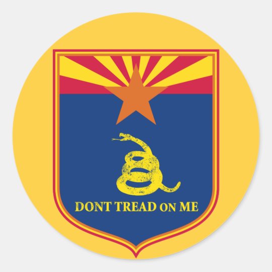 Arizona and Gadsden Flag Shield Classic Round Sticker