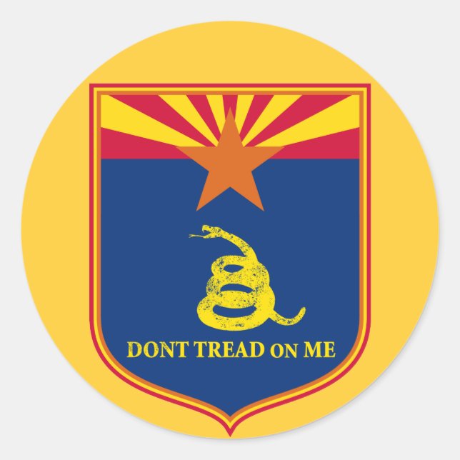 Arizona and Gadsden Flag Shield Classic Round Sticker (Front)