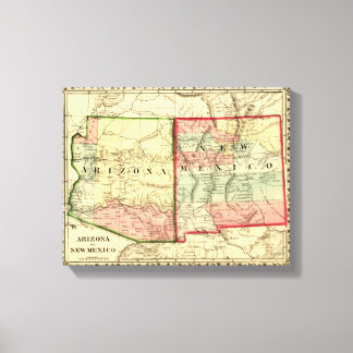 Arizona and New MexicoPanoramic Map Canvas Print