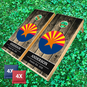 Arizona & Arizona Flag Rustic Wood / Family fun Cornhole Set