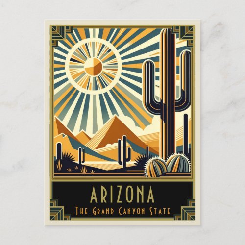 Arizona  Art Deco Postcard