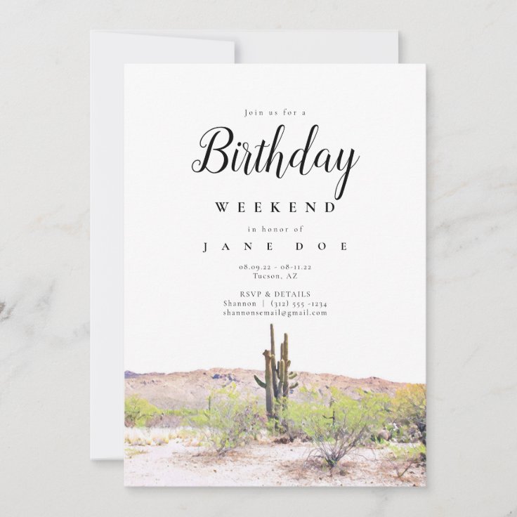 Arizona birthday weekend invitation zazzle