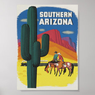 Arizona Boho Cactus Vintage Travel Poster
