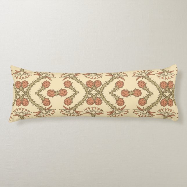 Arizona Botanical Tile Pattern Body Pillow (Front)
