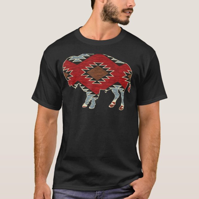 Arizona Buffalo Aztec Indian Southwestern Pattern  T-Shirt (Front)