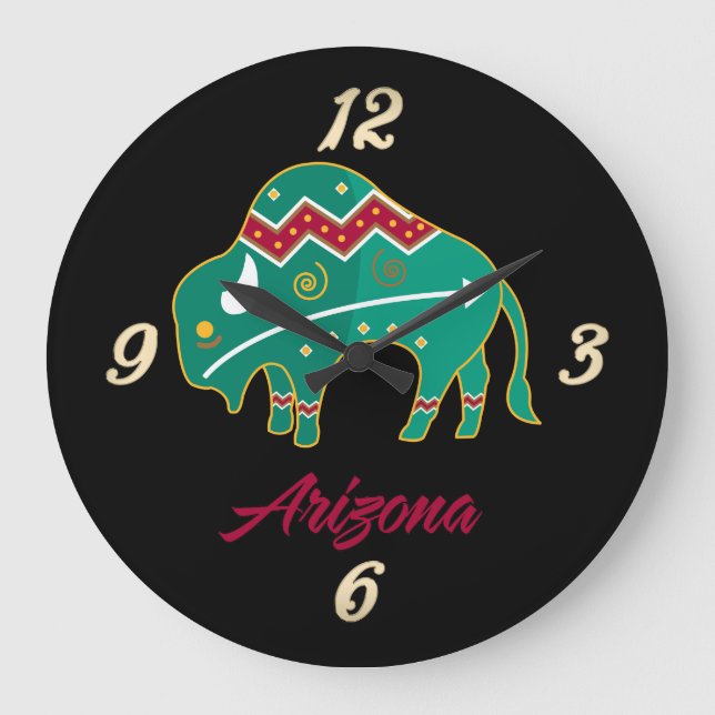 Arizona Buffalo Totem Wall Clock (Front)