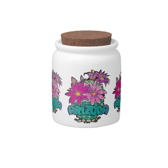 Arizona Cactus Blooms Candy Jar (Front)