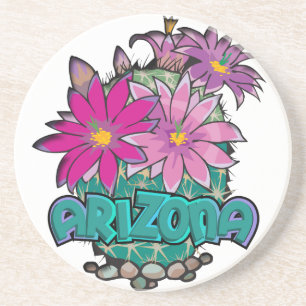 Arizona Cactus Blooms Sandstone Coaster