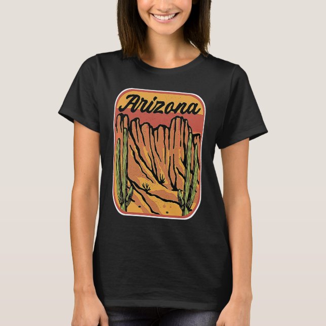 Arizona Cactus Canyon Camping Hiking Sedona Nation T-Shirt (Front)