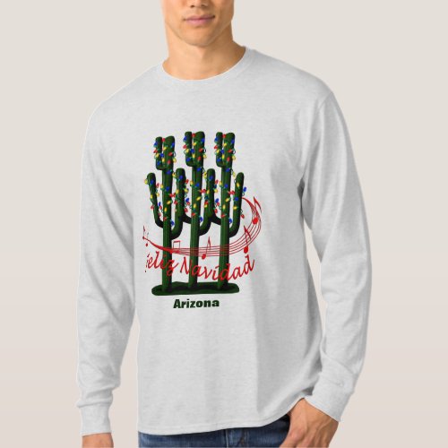 Arizona Cactus Christmas Feliz Navidad T_shirt