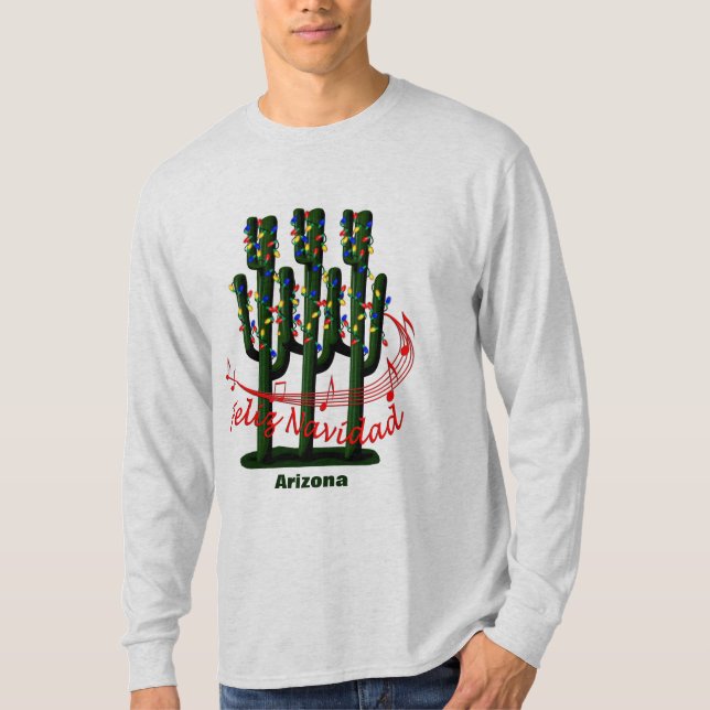 Arizona Cactus Christmas Feliz Navidad T-shirt (Front)