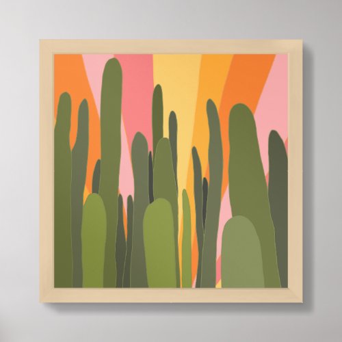 Arizona Cactus Garden at Sunset Framed Art